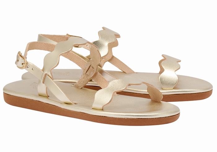 Ancient Greek Sandals Afros Achterband Sandalen Dames Goud Wit | XPE8881AX