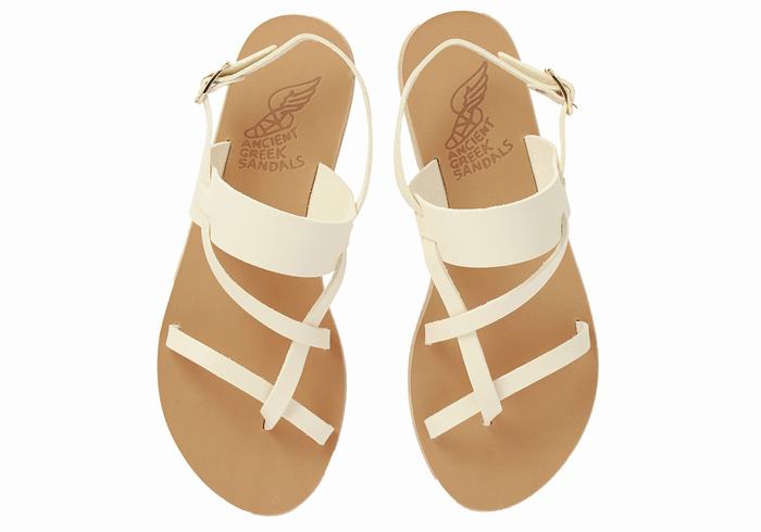 Ancient Greek Sandals Alethea Leather Achterband Sandalen Dames Wit | UJD5867VC