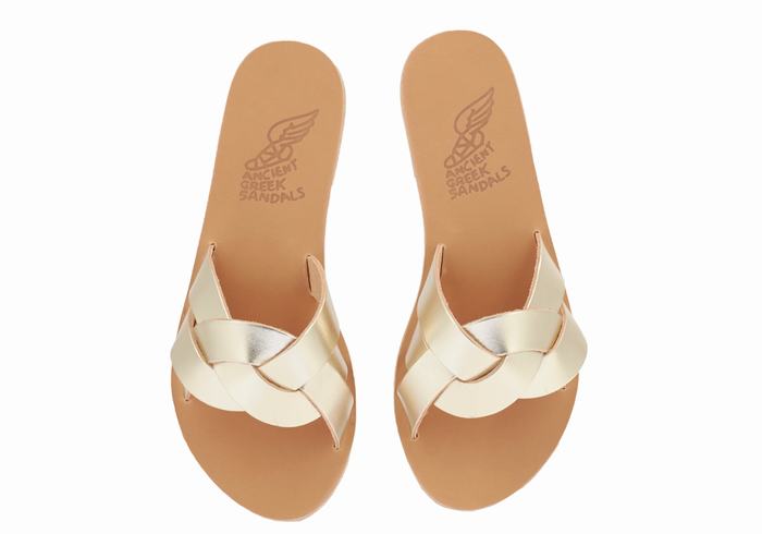 Ancient Greek Sandals Arachne Schuifsandalen Dames Goud Wit | UOB5433GB
