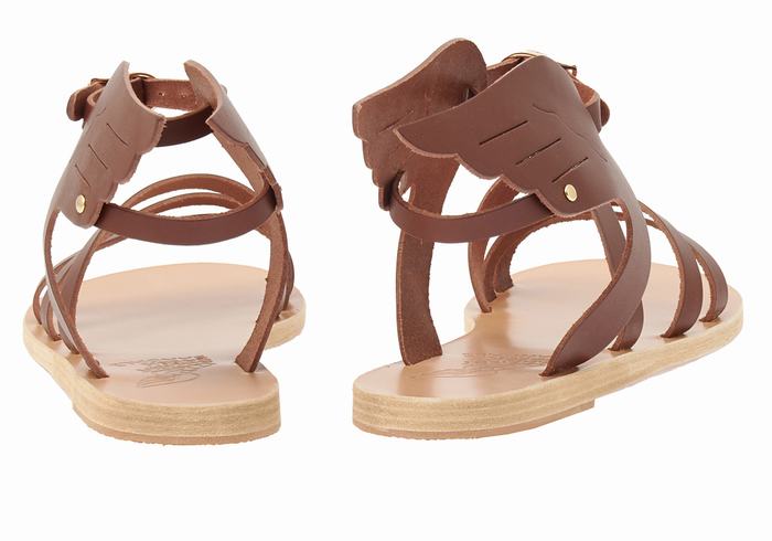 Ancient Greek Sandals Ikaria Leather Sandalen Met Enkelbandje Dames Koffie | FVI7858DT