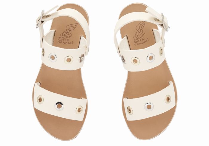 Ancient Greek Sandals Little Clio Eyelets Soft Casual Sandalen Kinderen Wit | BQN130HQ