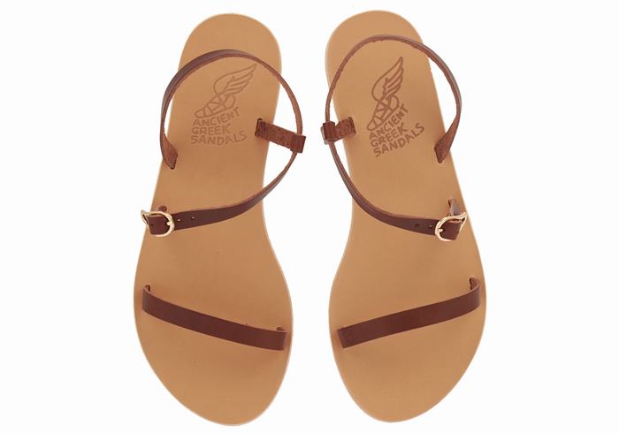 Ancient Greek Sandals Niove Leather Achterband Sandalen Dames Koffie | ANN7673DQ